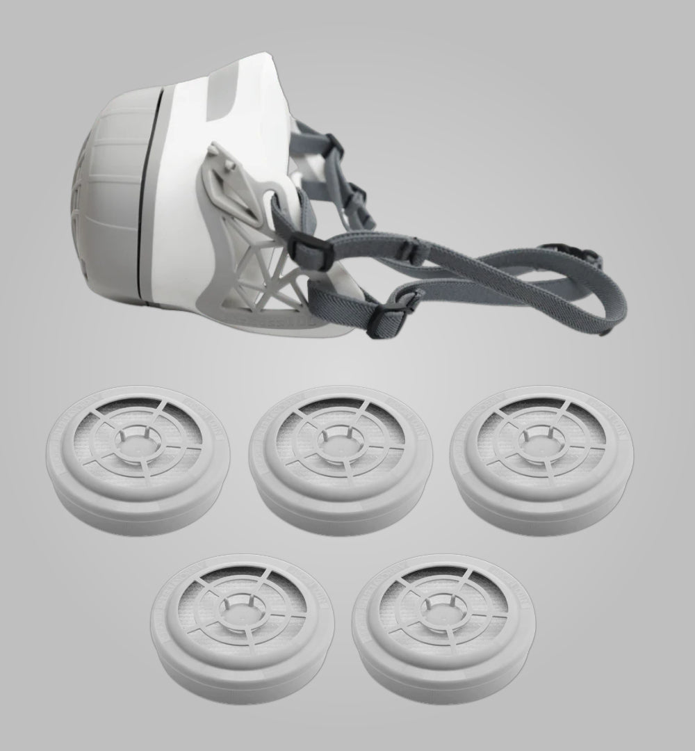 AirBoss 100® Essential Bundle with half mask respirator and five replacement N100 filters