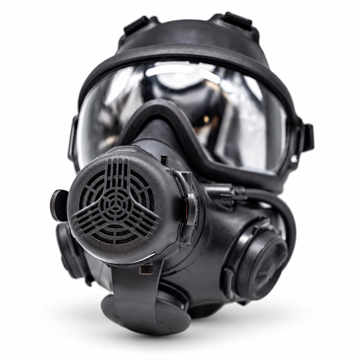 Angled view of an AirBoss LBM respirator with VMU and no filters attached