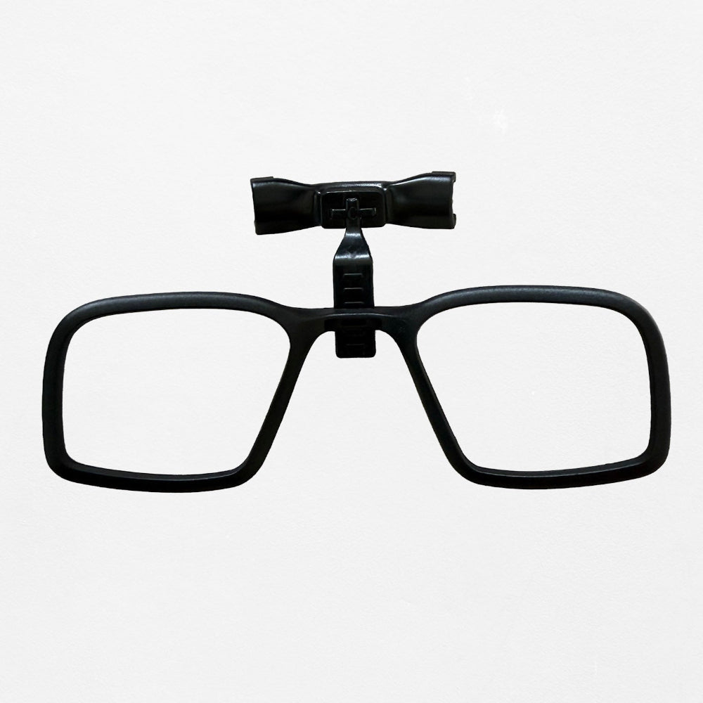 AirBoss LBM prescription lens adapter with central mounting clip