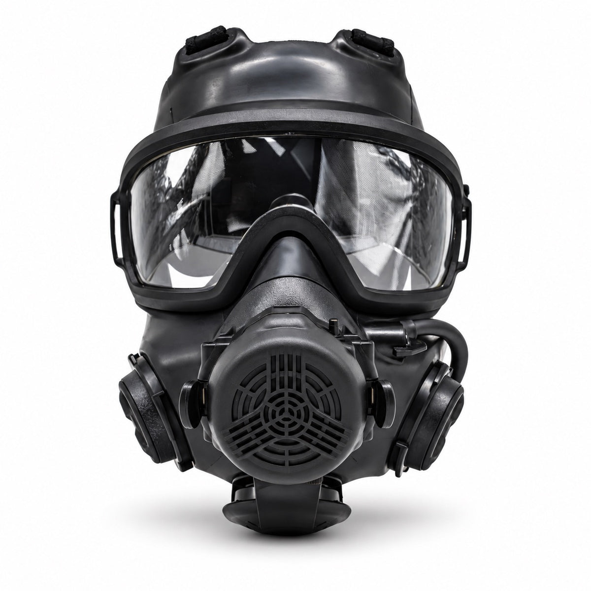 Front view of an AirBoss LBM respirator with VMU and no filters attached