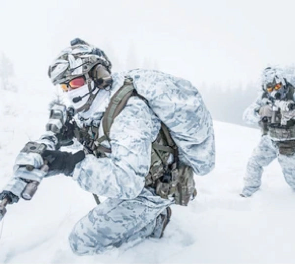 Soldiers in extreme cold wearing White AirBoss Bunny Boots